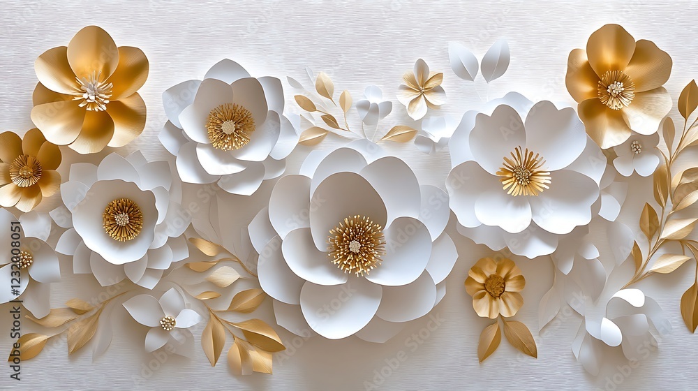 Elegant White and Gold Paper Flower Arrangement Elegant White and Gold Paper Flower Arrangement