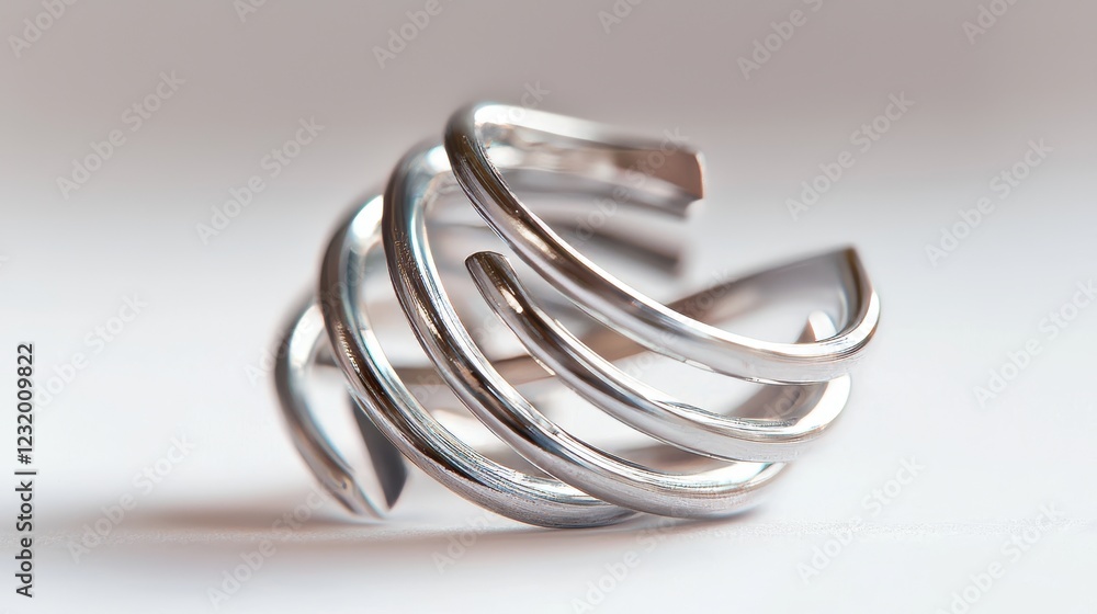 Fototapeta premium Flexible iron tube spiral spring on an abstract white background