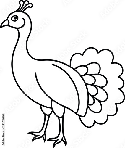 Peacock coloring page useful as coloring book for kids illustration