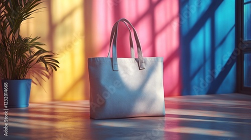 Wallpaper Mural Stylish tote bag displayed in a vibrant room with colorful walls and soft shadows Torontodigital.ca