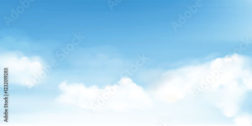 Sky Blue,Cloud Background,Horizon Summer Clear Sky over beach,Vector landscape nature sunrise in Winter