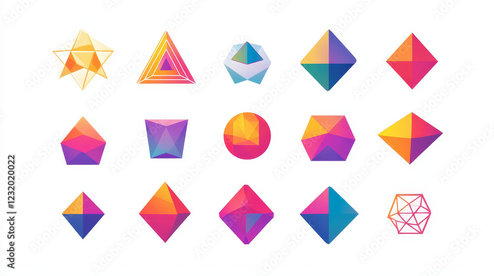 Geometric shapes vector icon isolated on white Geometric shapes vector icon isolated on white