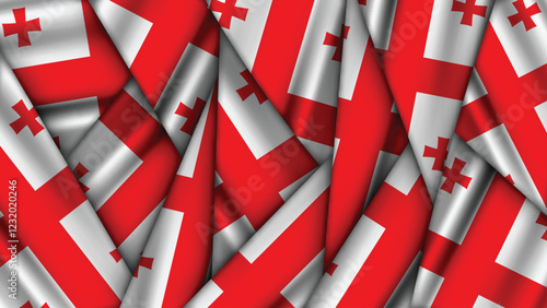 Set of GEORGIA Flags Stacked on Top of Each Other