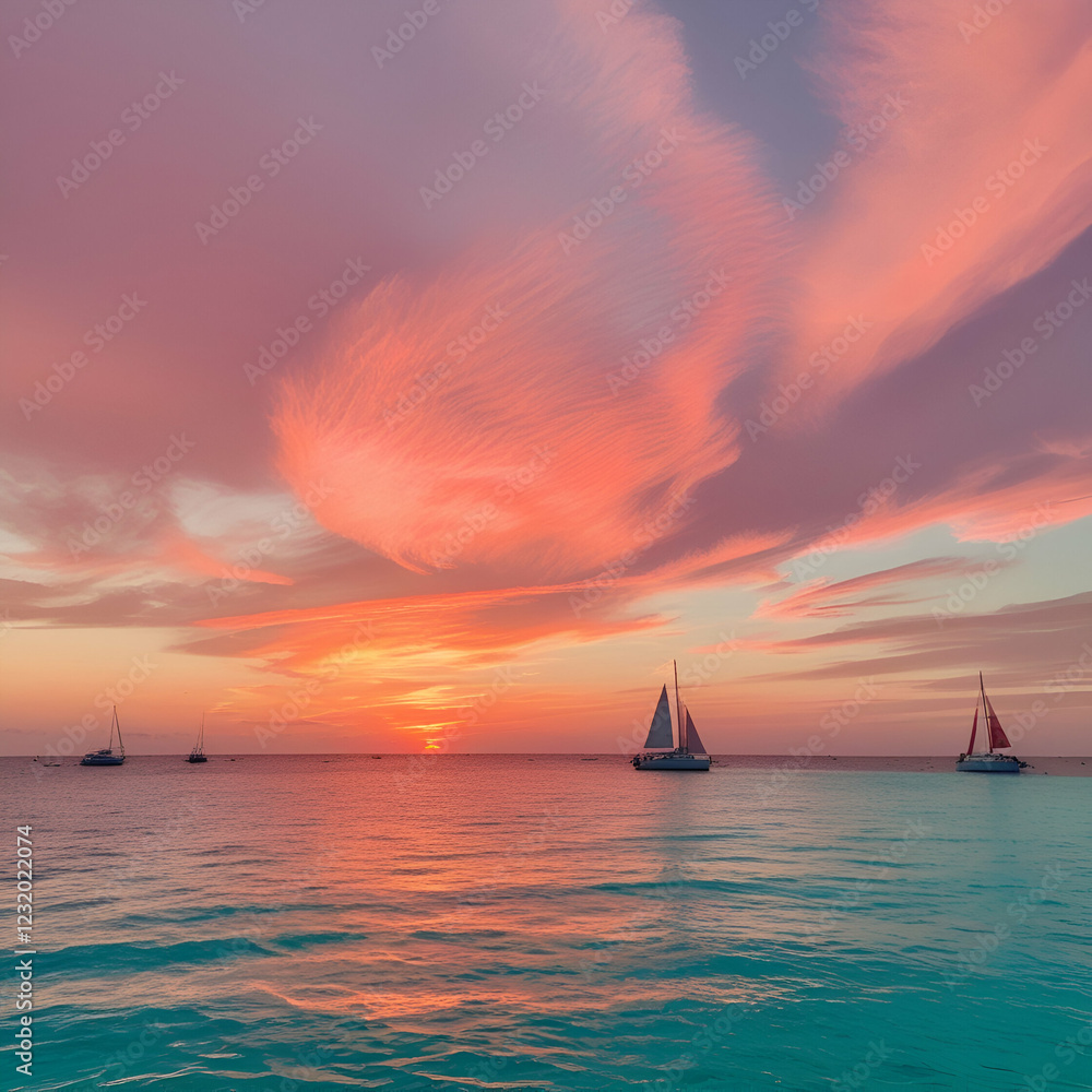 Fototapeta premium yachet in the sunset ai image