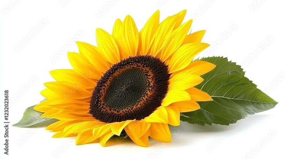 Obraz premium Close-Up of a Ripe Sunflower Isolated on a White Background for Artistic and Decorative Use