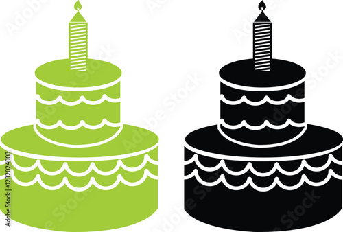 Cakes flat or line icon set collection. Vector of different types of beautiful modern cakes such as chocolate cake, Napoleon cake, tiramisu , eclair and cheesecake. Isolated on transparent background.