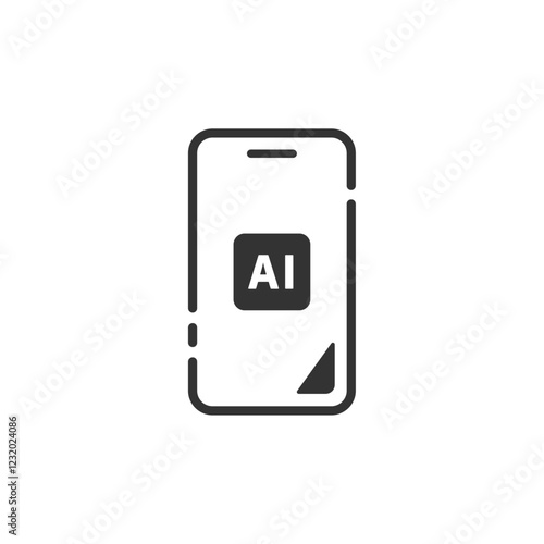 スマホと生成AIアプリのベクターアイコン(線画・モノクロ)