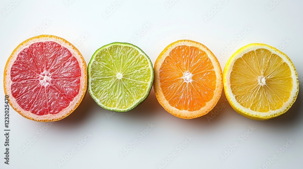 Fresh Citrus Fruit Slices Isolated on Light Background for Healthy Lifestyle and Culinary Uses Fresh Citrus Fruit Slices Isolated on Light Background for Healthy Lifestyle and Culinary Uses