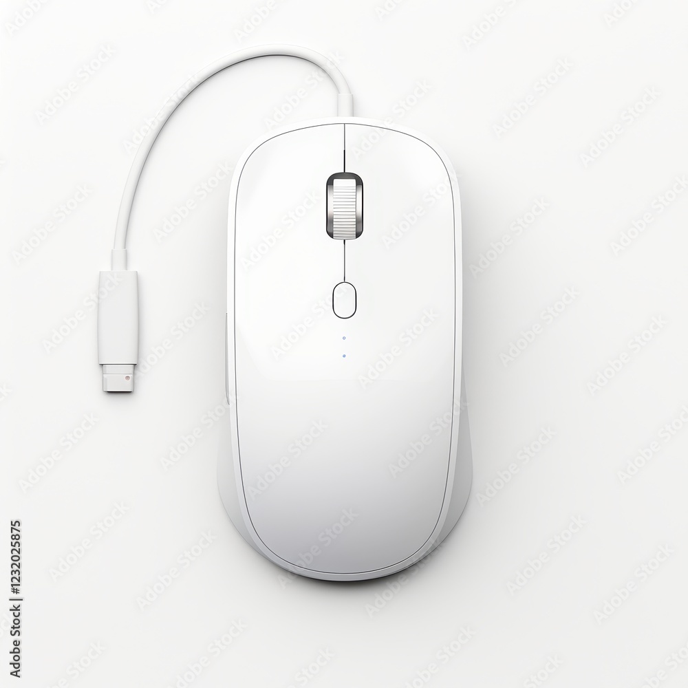 Sleek White Wireless Computer Mouse USB Wired Ergonomic Design Sleek White Wireless Computer Mouse USB Wired Ergonomic Design
