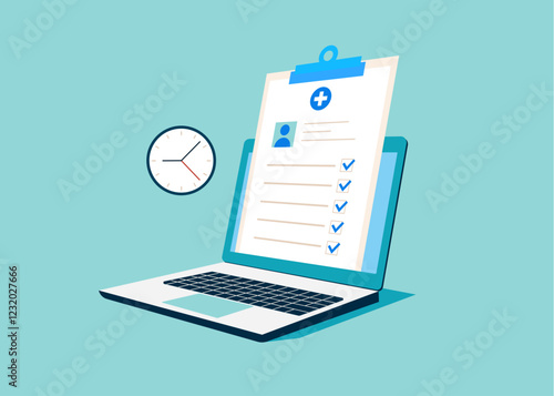 Online certificate for drug. Treatment. Diagnostic testing. Flat vector illustration