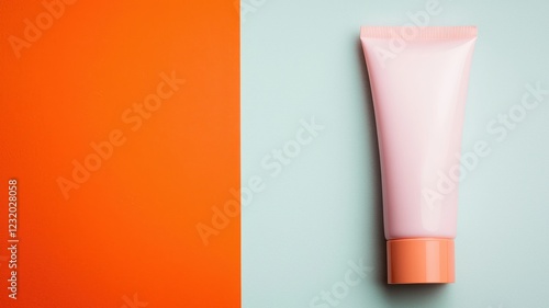 Wallpaper Mural Pink Cosmetic Tube on Pastel Background Beauty Product Mockup Skincare Packaging Design Torontodigital.ca
