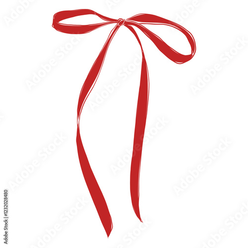 Big Satin Bow – Hand-Drawn Minimalist Vector Illustration of a Large Decorative Ribbon in an Elegant Linear Style