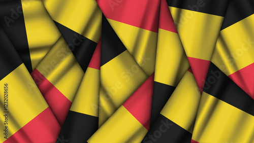 Set of BELGIUM Flags Stacked on Top of Each Other