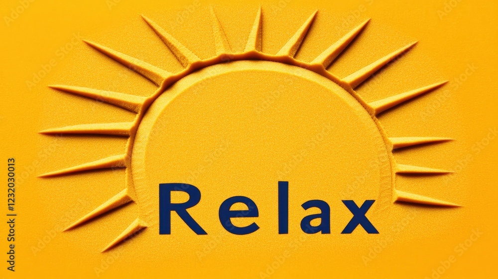 Fototapeta premium Bright Yellow Background with Sun Design and Relax Text for Wellness