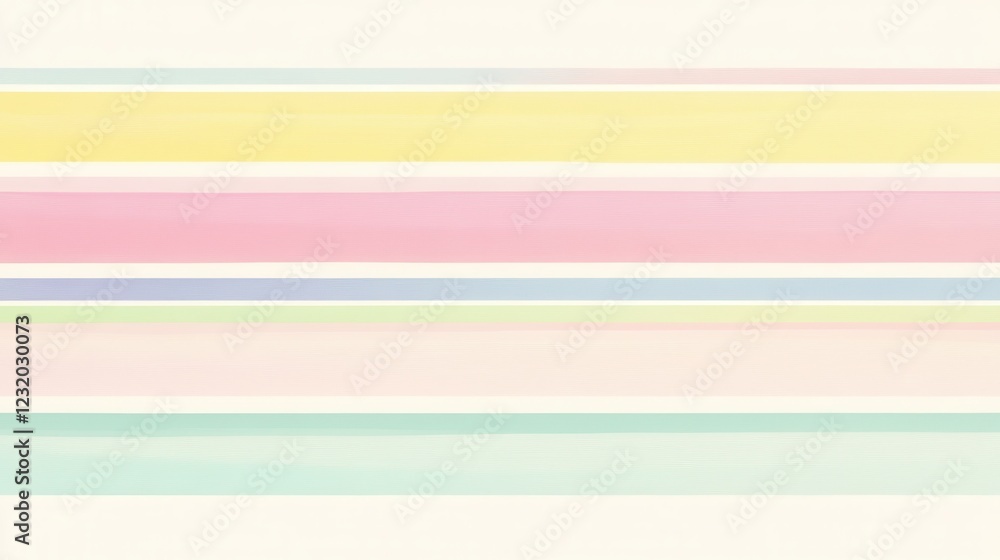 Fototapeta premium Pastel Stripe Patterns, Horizontal lines of varying thickness in soft hues, ideal for backgrounds and graphic designs.