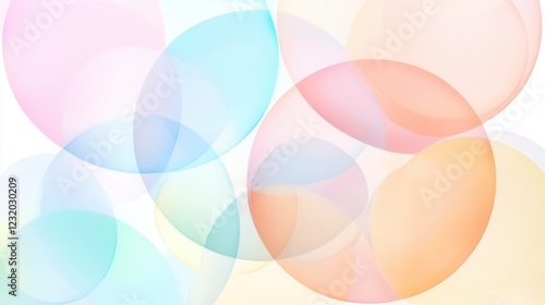 Interlocking pastel circles, harmonious design, soft hues blend seamlessly, ideal for backgrounds or decorative elements. photo