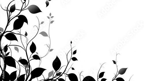 Elegant Leaf and Vine Patterns, minimalistic design featuring intricate botanical shapes, perfect for digital projects and graphic designs