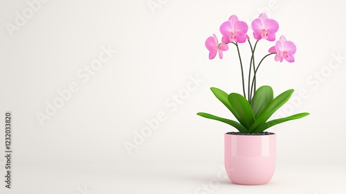 Wallpaper Mural Serene Pink Orchid Plant In Minimalist Pink Pot Against White Background Torontodigital.ca