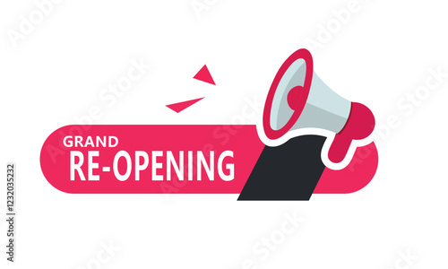 Grand re- opening icon with megaphone