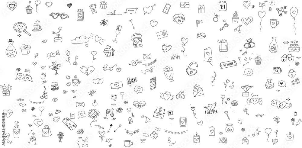 Sketchy vector hand drawn doodles cartoon set of Love and Valentine s Day Sketchy vector hand drawn doodles cartoon set of Love and Valentine s Day