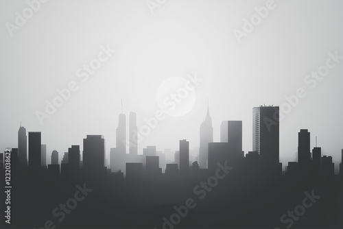 Wallpaper Mural illustration of city silhouette with buildings Torontodigital.ca