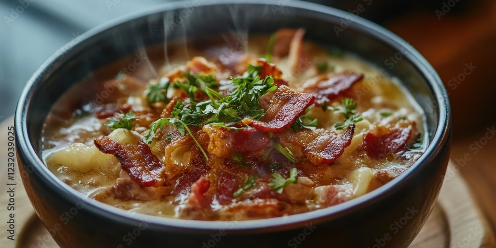 Bowl of Soup with Bacon and Cheese Bowl of Soup with Bacon and Cheese