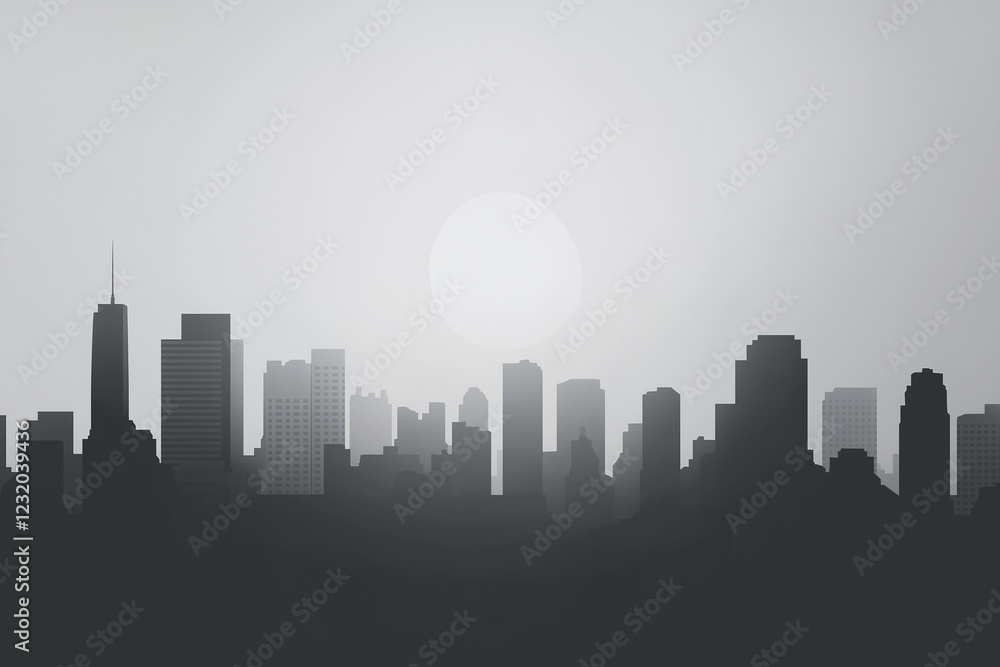 Fototapeta premium illustration of city silhouette with buildings
