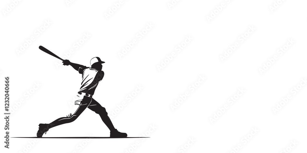 Silhouette of a Baseball Player Hitting – Athletic Vector Art Silhouette of a Baseball Player Hitting – Athletic Vector Art