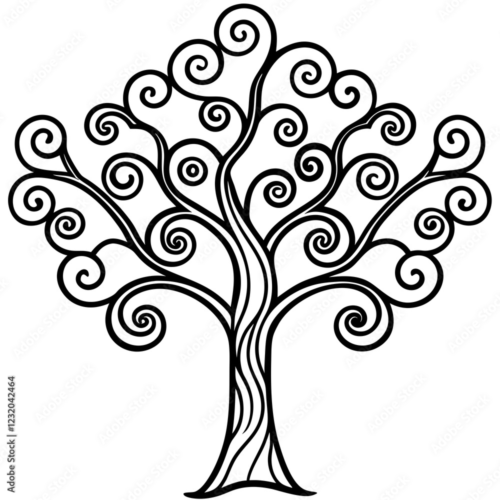 Elegant Twisting Tree Vector Design Elegant Twisting Tree Vector Design