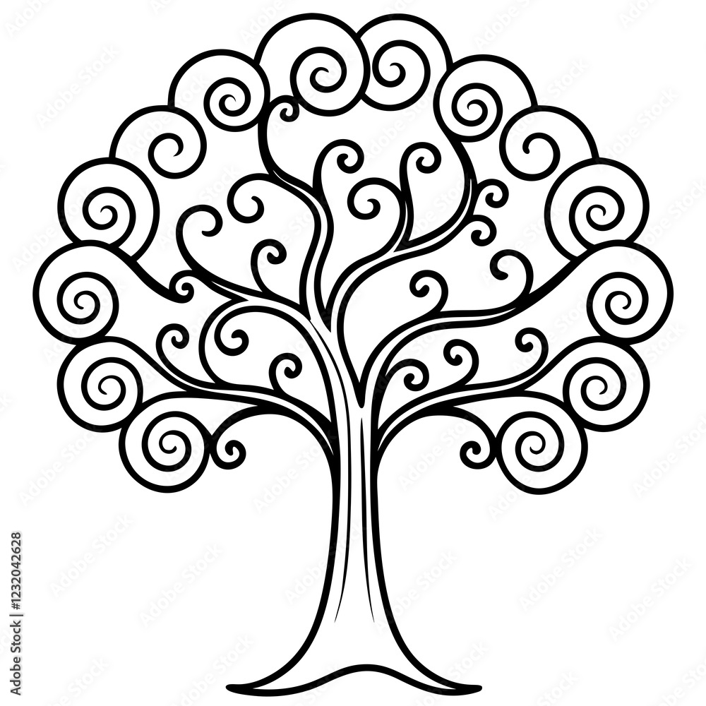 Elegant Twisting Tree Vector Design Elegant Twisting Tree Vector Design