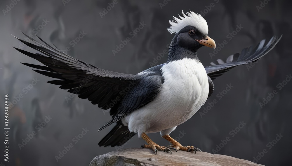 Dark grey back with white wing tips and a black beak, marine life, Atlantic, seabird Dark grey back with white wing tips and a black beak, marine life, Atlantic, seabird