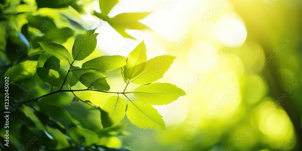 Close-up of vibrant green leaves illuminated by sunlight in a serene natural setting. Close-up of vibrant green leaves illuminated by sunlight in a serene natural setting.