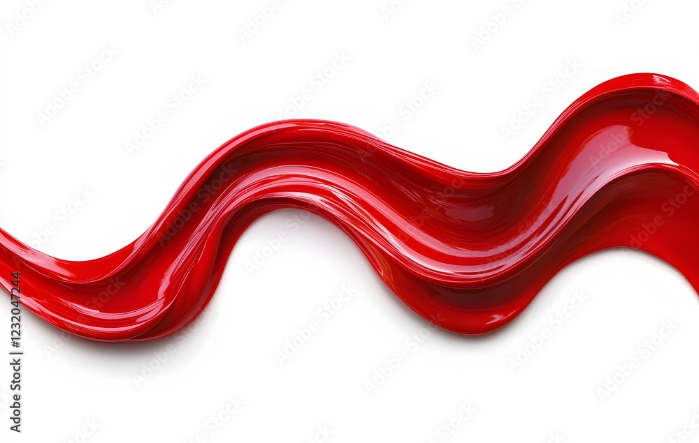 Vibrant red paint fluid flowing on a white background, creates a visual effect, generative AI Vibrant red paint fluid flowing on a white background, creates a visual effect, generative AI
