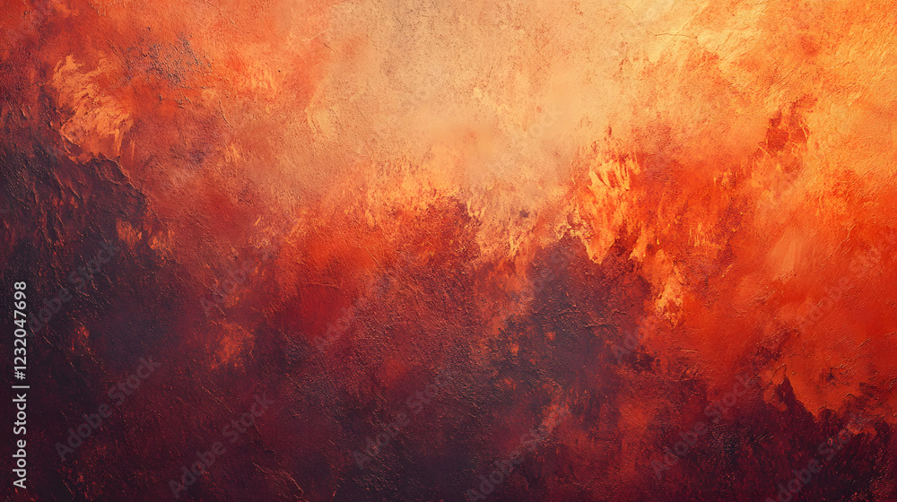 Fototapeta premium Fiery textures blending warm tones of red and orange in a dynamic pattern.