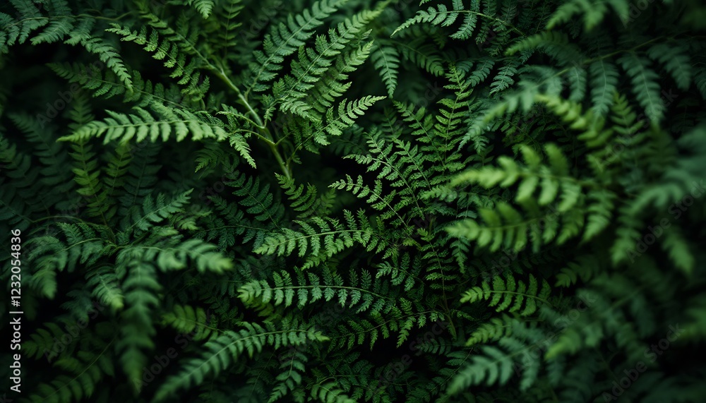 Lush Green Ferns Detailed Texture Dark Moody Nature Background Lush Green Ferns Detailed Texture Dark Moody Nature Background