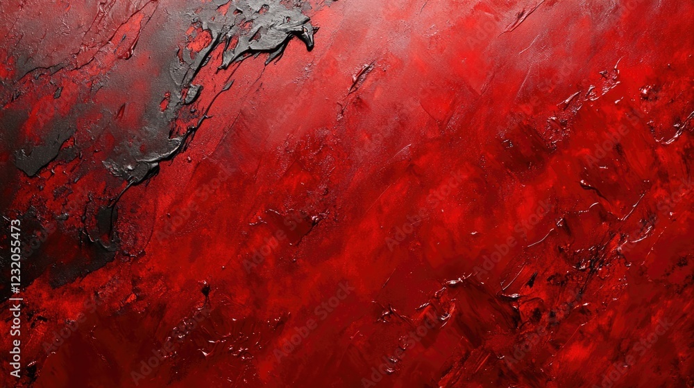 Red Painting with Black Paint Red Painting with Black Paint