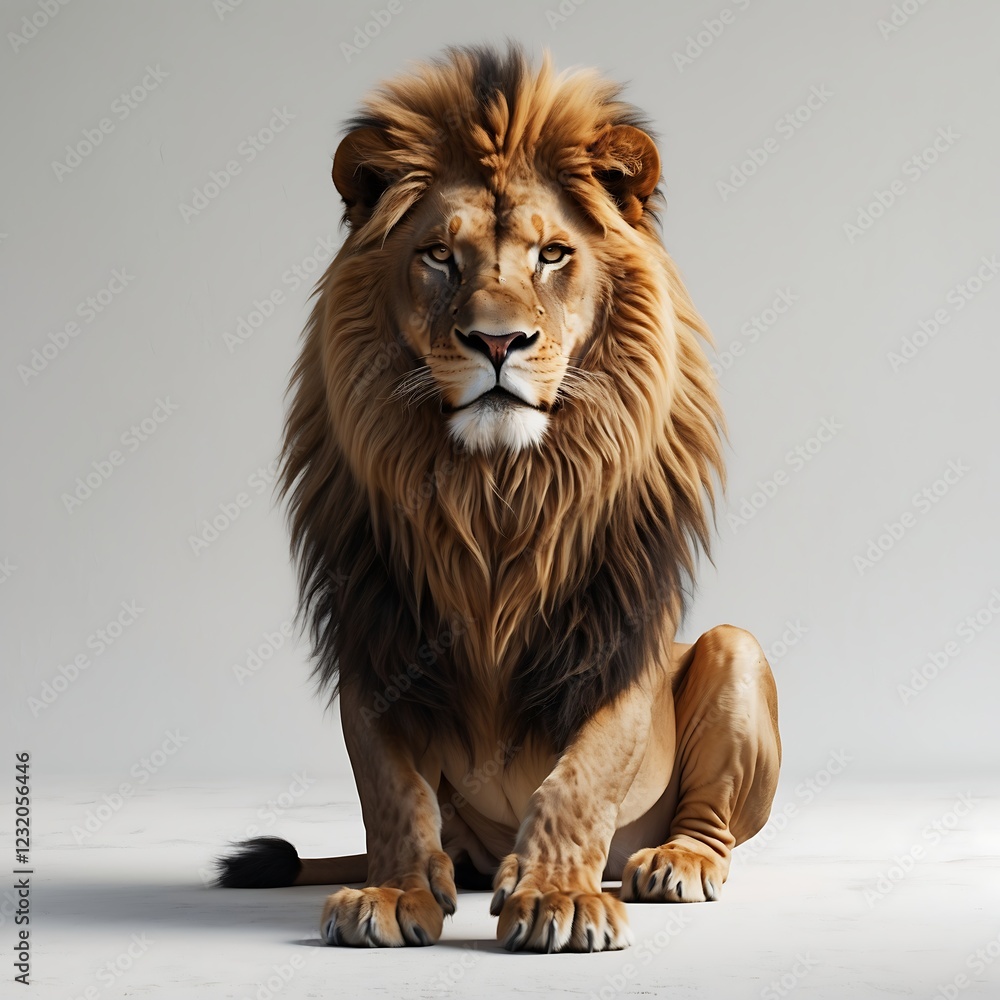 Obraz premium A Lion Isolated on a White Background