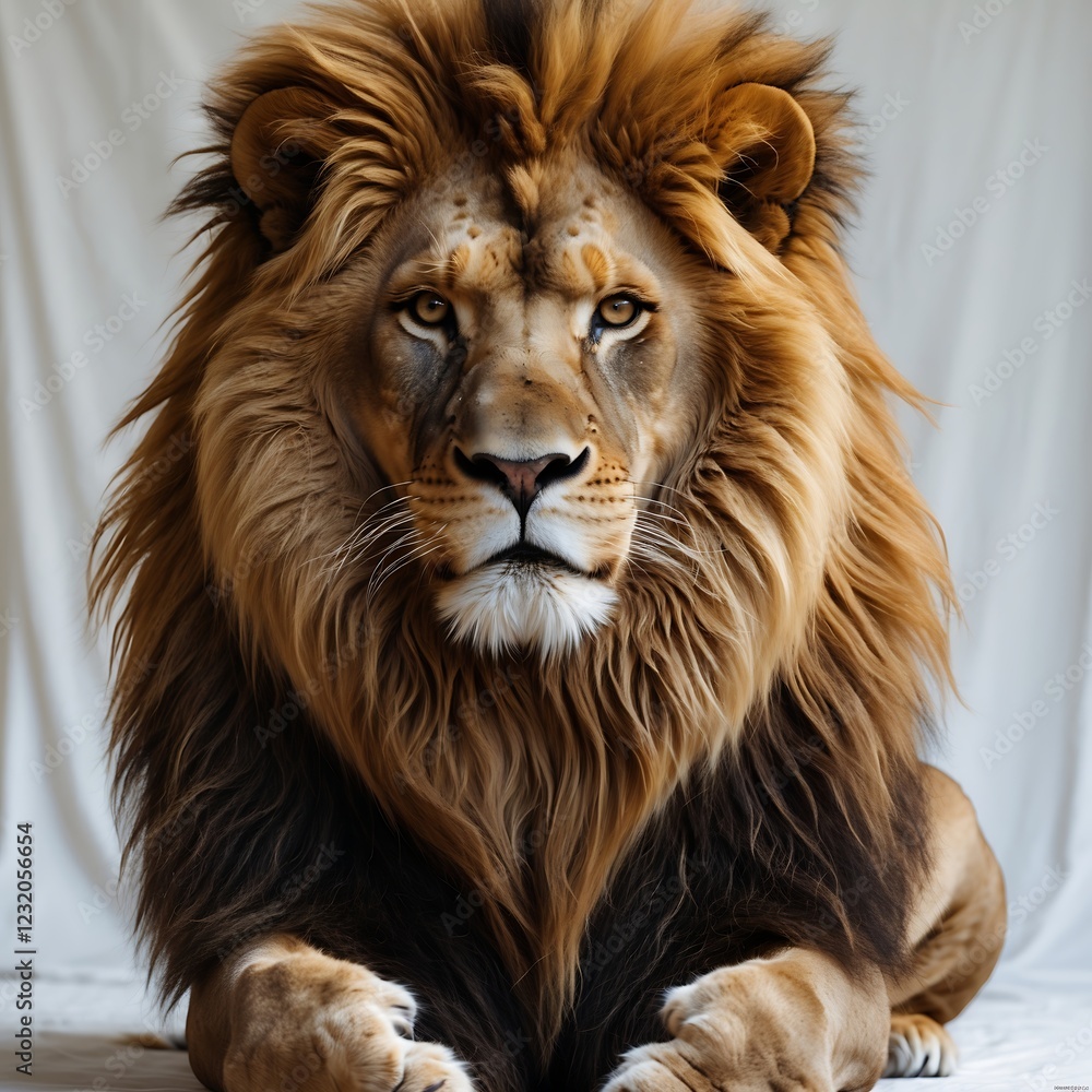 Fototapeta premium A Lion Isolated on a White Background