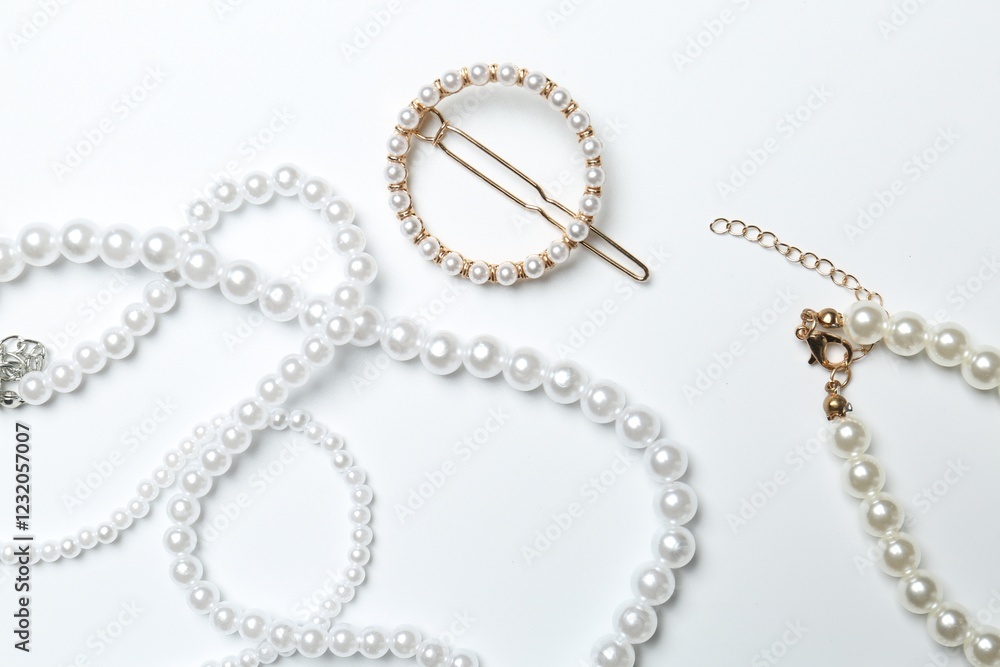 Stylish accessories on white background, flat lay Stylish accessories on white background, flat lay