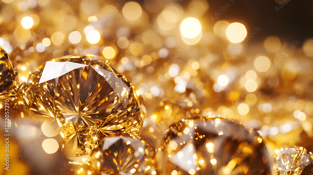 Radiant diamond in golden glow Radiant diamond in golden glow