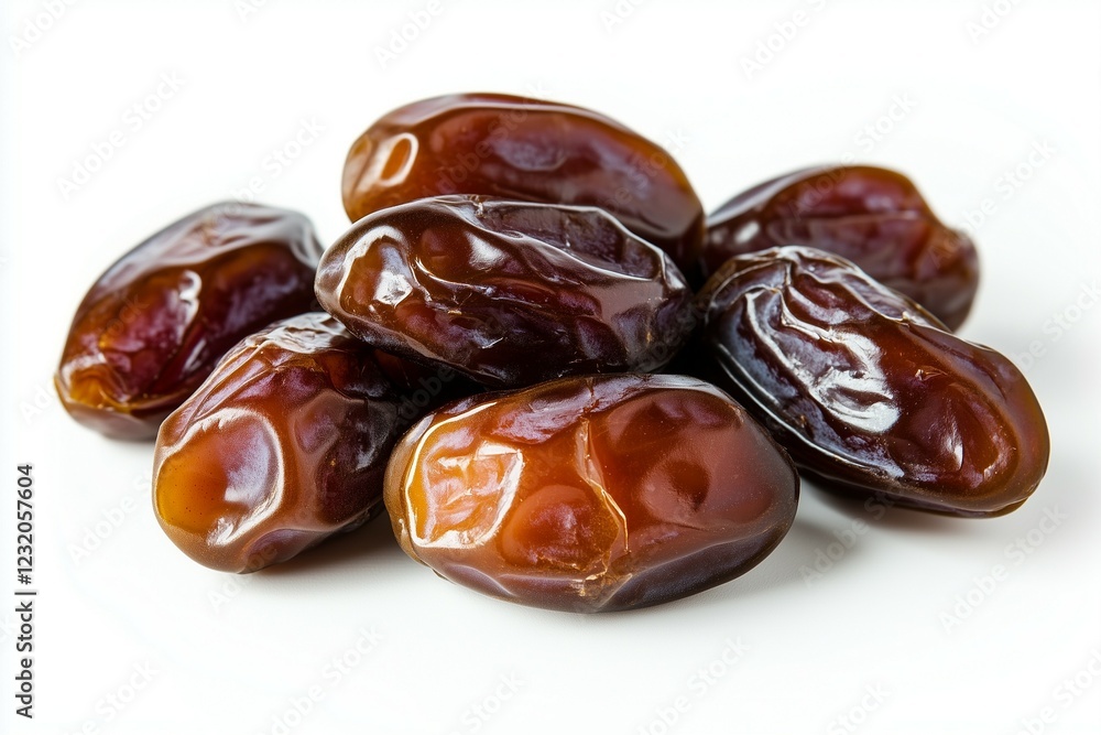 Isolated dried dates on a white background, with no shadow, reflection, or visible light source. Isolated dried dates on a white background, with no shadow, reflection, or visible light source.