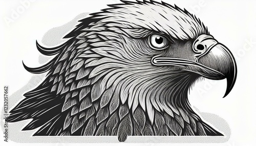 a black and white drawing of an eagle s head photo