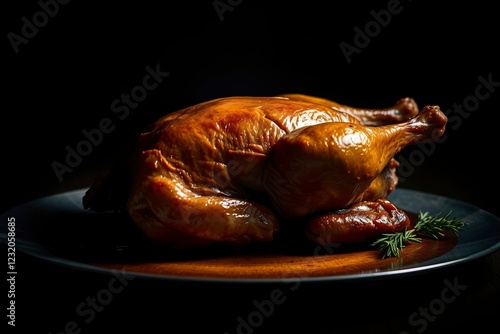 Roasted Chicken: Dark, Glossy Skin, Elegant Presentation photo