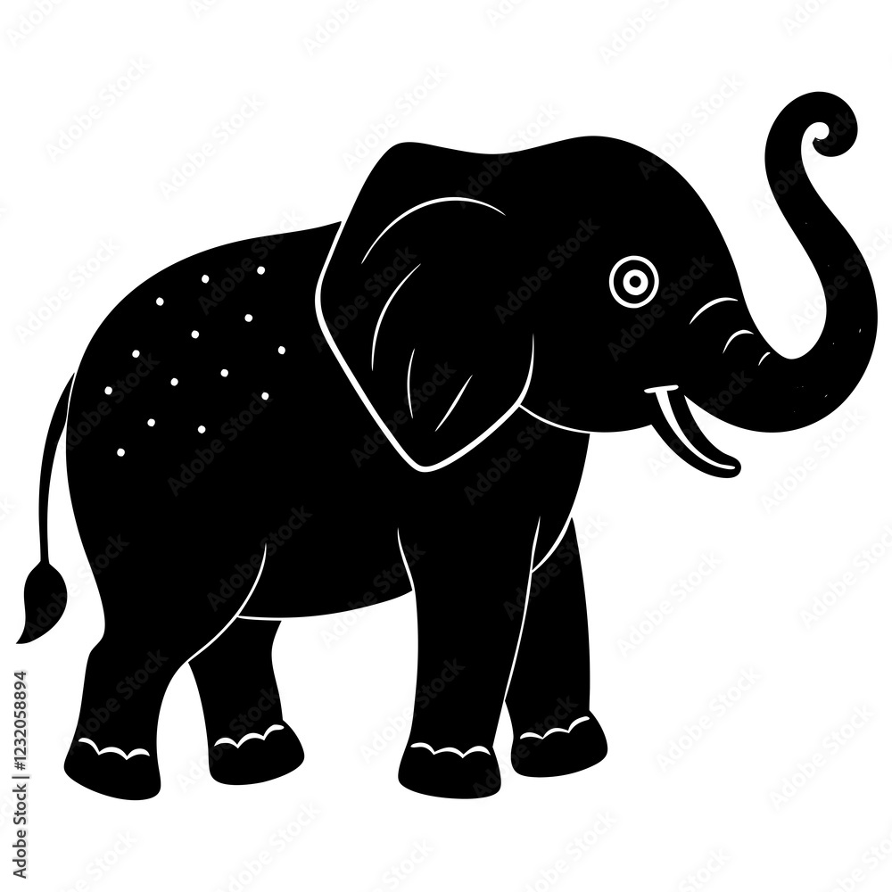 Fototapeta premium Cute Silhouette of an Elephant line art vector cartoon illustration