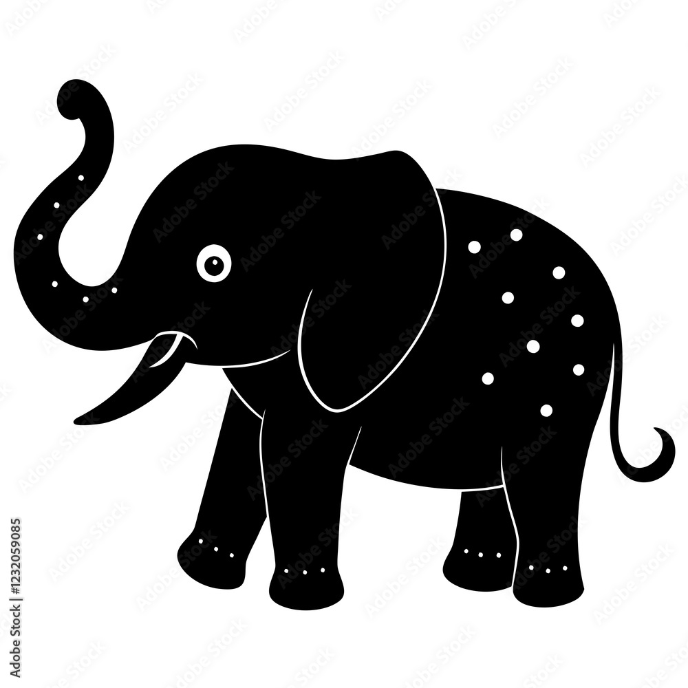 Obraz premium Cute Silhouette of an Elephant line art vector cartoon illustration