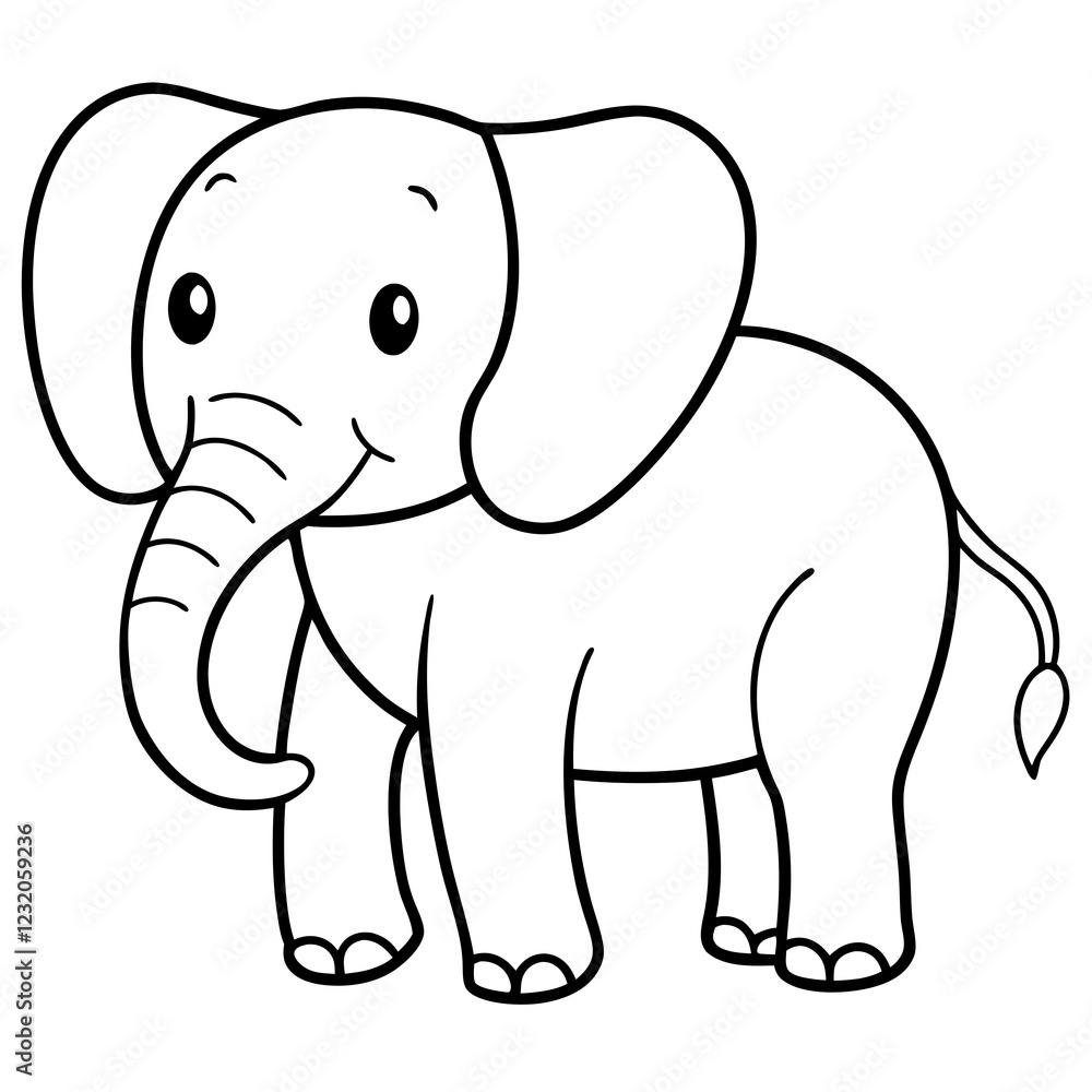 Cute Silhouette of an Elephant line art vector cartoon illustration Cute Silhouette of an Elephant line art vector cartoon illustration