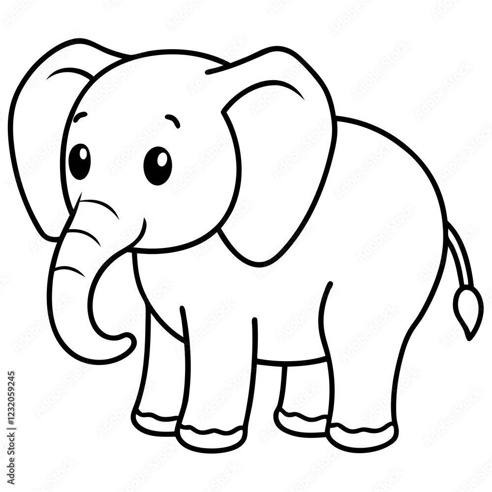 Cute Silhouette of an Elephant line art vector cartoon illustration Cute Silhouette of an Elephant line art vector cartoon illustration