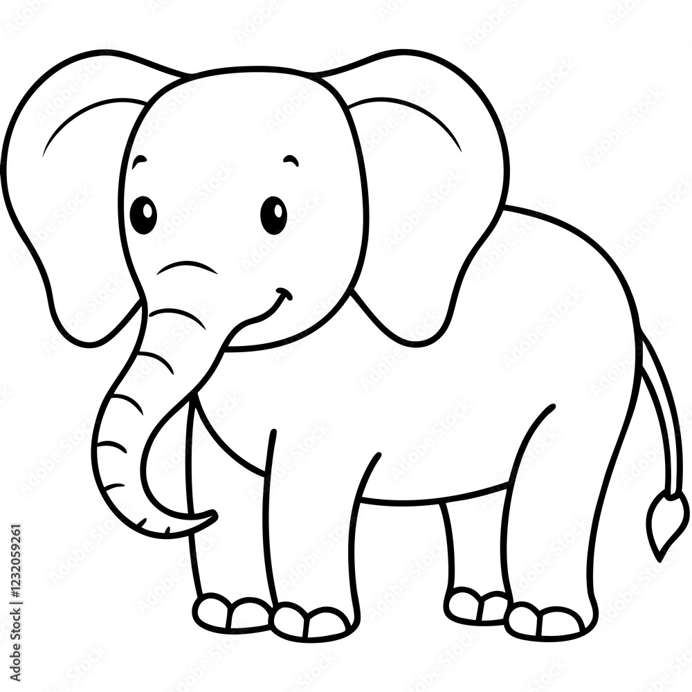 Cute Silhouette of an Elephant line art vector cartoon illustration Cute Silhouette of an Elephant line art vector cartoon illustration
