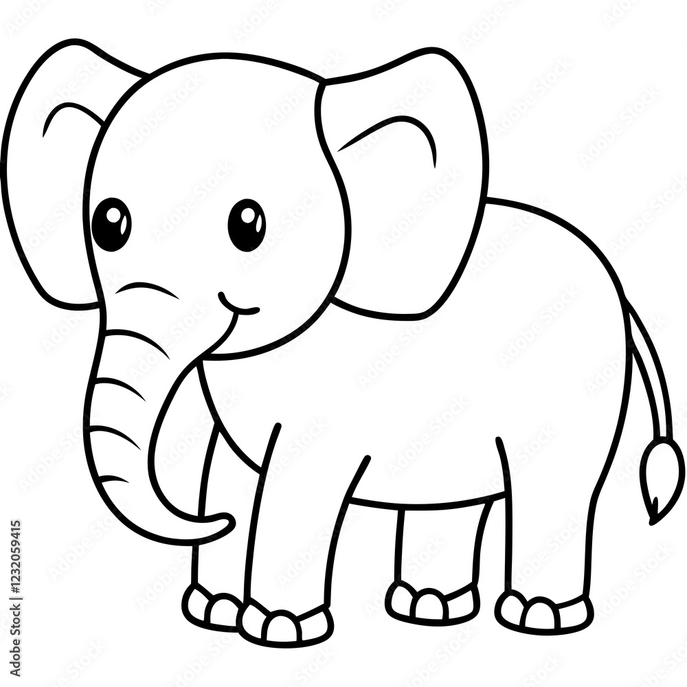 Cute Silhouette of an Elephant line art vector cartoon illustration Cute Silhouette of an Elephant line art vector cartoon illustration