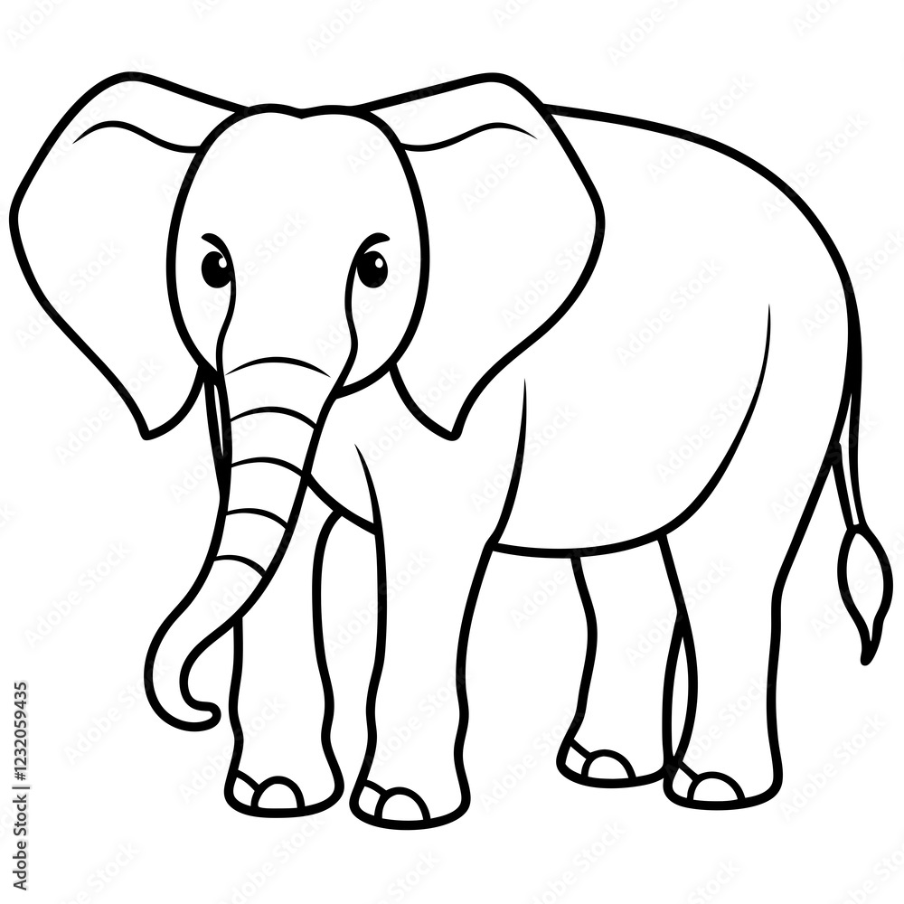 Cute Silhouette of an Elephant line art vector cartoon illustration Cute Silhouette of an Elephant line art vector cartoon illustration